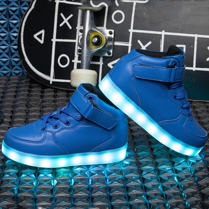 Children LED Luminous Shoes Rechargeable Sports Shoes, Size: 32(Black)-garmade.com