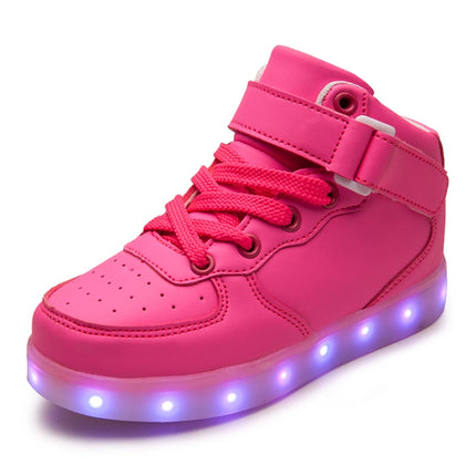 Children LED Luminous Shoes Rechargeable Sports Shoes, Size: 34(Pink)-garmade.com