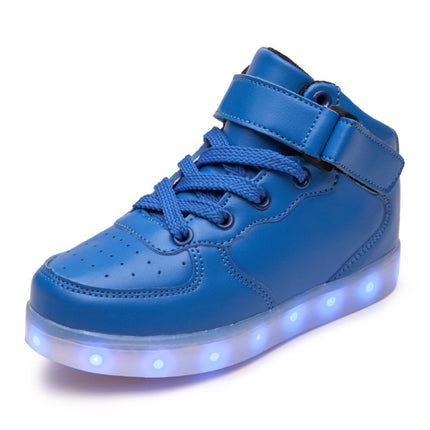 Children LED Luminous Shoes Rechargeable Sports Shoes, Size: 36(Blue)-garmade.com