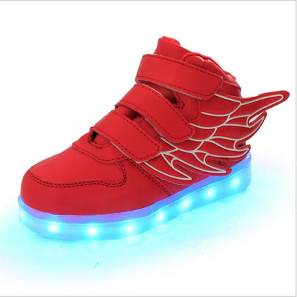 Children Colorful Light Shoes LED Charging Luminous Shoes, Size: 25(Red)-garmade.com