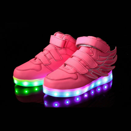 Children Colorful Light Shoes LED Charging Luminous Shoes, Size: 25(Pink)-garmade.com