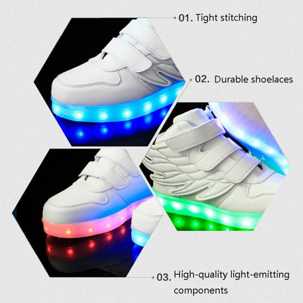 Children Colorful Light Shoes LED Charging Luminous Shoes, Size: 25(White)-garmade.com