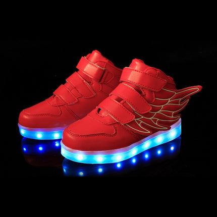 Children Colorful Light Shoes LED Charging Luminous Shoes, Size: 26(Red)-garmade.com
