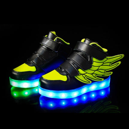 Children Colorful Light Shoes LED Charging Luminous Shoes, Size: 26(Black Green)-garmade.com