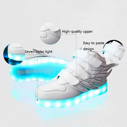 Children Colorful Light Shoes LED Charging Luminous Shoes, Size: 26(White)-garmade.com
