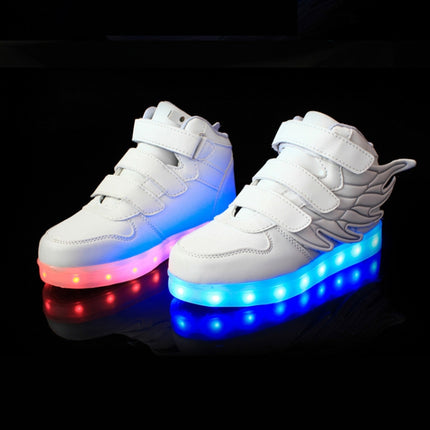 Children Colorful Light Shoes LED Charging Luminous Shoes, Size: 27(White)-garmade.com