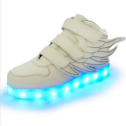 Children Colorful Light Shoes LED Charging Luminous Shoes, Size: 28(White)-garmade.com
