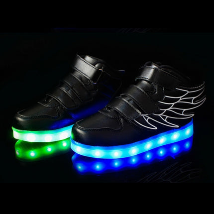 Children Colorful Light Shoes LED Charging Luminous Shoes, Size: 28(Black)-garmade.com