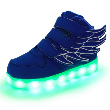 Children Colorful Light Shoes LED Charging Luminous Shoes, Size: 34(Blue)-garmade.com