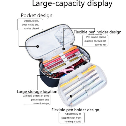 6559 Canvas Pencil Case Large Capacity Code Lock Portable Stationery Bag(Black)-garmade.com