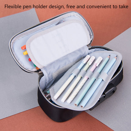 6559 Canvas Pencil Case Large Capacity Code Lock Portable Stationery Bag(Black)-garmade.com