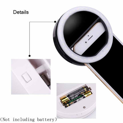 2 PCS Ring-Shaped Mobile Phone Selfie Fill Light LED Flashlight For Live Photography(White)-garmade.com