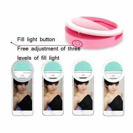 2 PCS Ring-Shaped Mobile Phone Selfie Fill Light LED Flashlight For Live Photography(Black)-garmade.com