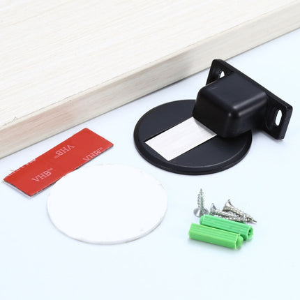 2 PCS Zinc Alloy Non-Perforated Suction Silent Strong Magnetic Door Stopper Black-garmade.com