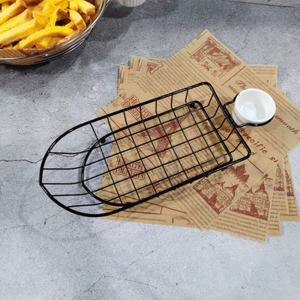 Wrought Iron Fruit Portable Storage Basket Bread French Fries Fried Snacks Portable Basket Single Cup Boat-garmade.com
