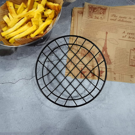 Wrought Iron Fruit Portable Storage Basket Bread French Fries Fried Snacks Portable Basket Small Round Wire-garmade.com