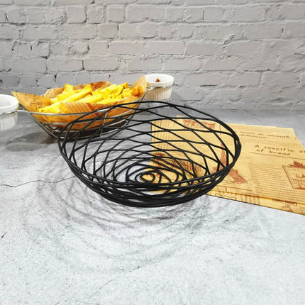Wrought Iron Fruit Portable Storage Basket Bread French Fries Fried Snacks Portable Basket Large Messy Wire-garmade.com