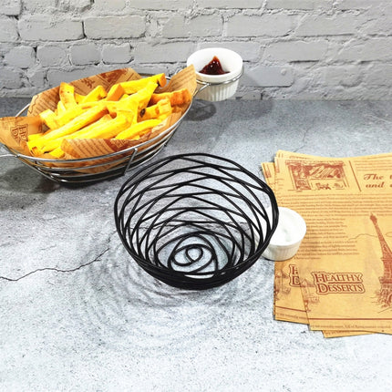 Wrought Iron Fruit Portable Storage Basket Bread French Fries Fried Snacks Portable Basket Small Messy Wire-garmade.com