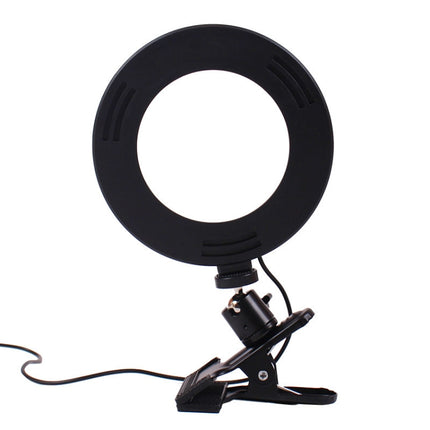 6 inch Strong Clip Fill Light With Adjustable Temperature LED Ring Light Desktop Computer Clip Light, Cable Length: 2 Meters-garmade.com