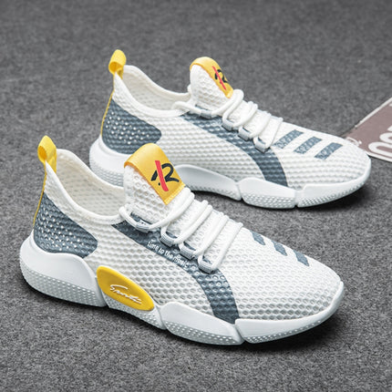 Spring Breathable Running Shoes Couple Models Student Casual Shoes Flying Woven Sports Shoes, Size: 39(White)-garmade.com