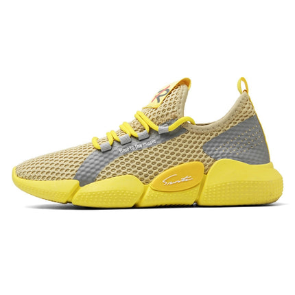 Spring Breathable Running Shoes Couple Models Student Casual Shoes Flying Woven Sports Shoes, Size: 39(Yellow)-garmade.com