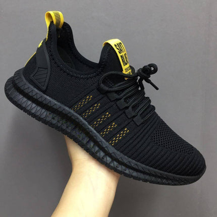 Men Casual Sports Shoes Breathable Mesh Outdoor Running Shoes, Size: 40(Black+Yellow)-garmade.com