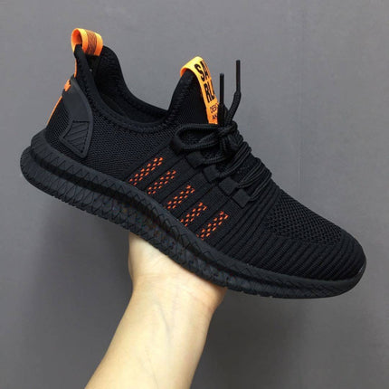 Men Casual Sports Shoes Breathable Mesh Outdoor Running Shoes, Size: 40(Black+Orange)-garmade.com