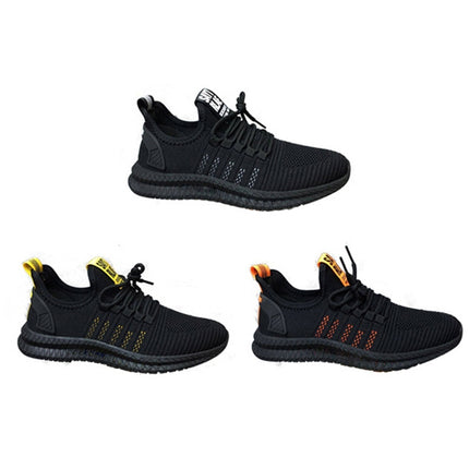 Men Casual Sports Shoes Breathable Mesh Outdoor Running Shoes, Size: 40(Black+Yellow)-garmade.com