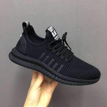 Men Casual Sports Shoes Breathable Mesh Outdoor Running Shoes, Size: 42(Black+White)-garmade.com