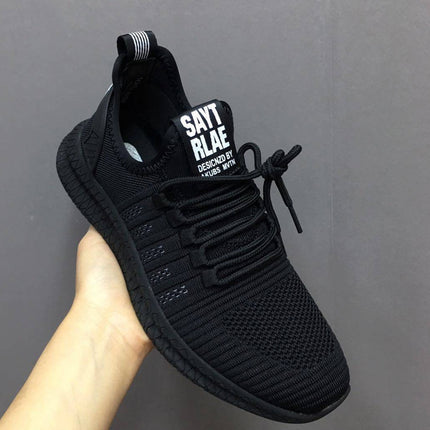 Men Casual Sports Shoes Breathable Mesh Outdoor Running Shoes, Size: 42(Black+White)-garmade.com