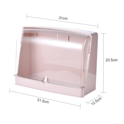 Wall-Mounted Transparent Cosmetic Storage Box Large-Capacity Bathroom And Kitchen Dustproof And Waterproof Flip Rack(Pink)-garmade.com