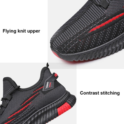 Men Spring Breathable Sports Casual Running Shoes Mesh Shoes, Size: 42(Black Gray)-garmade.com