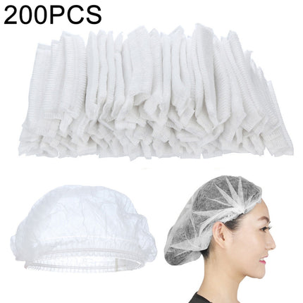 200 PCS Non-woven Disposable Pleated Anti Dust Hat Bath Caps For Spa Hair Salon Beauty(White)-garmade.com