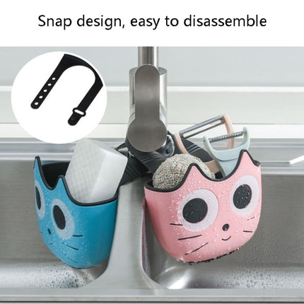 2 PCS Kitchen Cartoon Multifunctional Sink Drain Hanging Bag Adjustable Buckle Bathroom Storage Basket(Pink)-garmade.com