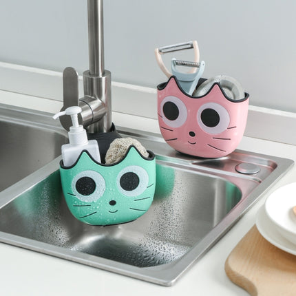 2 PCS Kitchen Cartoon Multifunctional Sink Drain Hanging Bag Adjustable Buckle Bathroom Storage Basket(Pink)-garmade.com