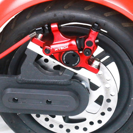 3 in 1 Scooter Modified Hydraulic Brake + 120mm Disc Brake Disc + Modified Seat Set For Xiaomi Mijia M365 Pro(Red Brake + Silver Adapter)-garmade.com