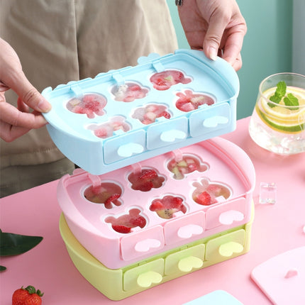 2 PCS Cartoon Home Homemade Popsicle Mold Silicone Ice Cream Mold Children DIY Ice Box(Green)-garmade.com