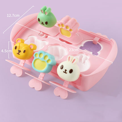 2 PCS Cartoon Home Homemade Popsicle Mold Silicone Ice Cream Mold Children DIY Ice Box(Blue)-garmade.com