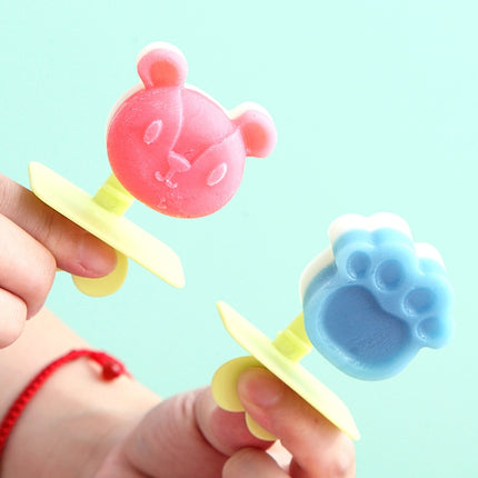 2 PCS Cartoon Home Homemade Popsicle Mold Silicone Ice Cream Mold Children DIY Ice Box(Blue)-garmade.com