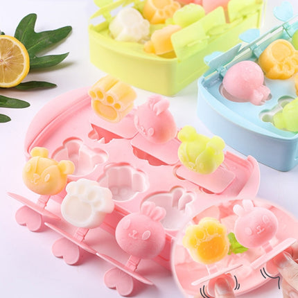 2 PCS Cartoon Home Homemade Popsicle Mold Silicone Ice Cream Mold Children DIY Ice Box(Green)-garmade.com