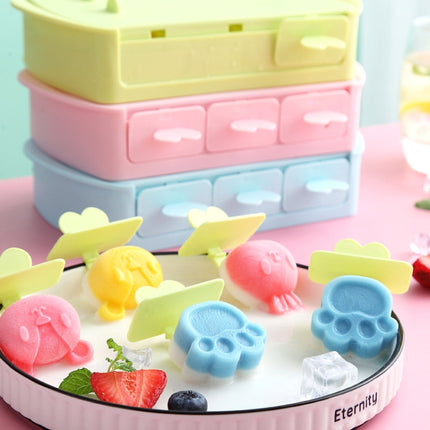 2 PCS Cartoon Home Homemade Popsicle Mold Silicone Ice Cream Mold Children DIY Ice Box(Blue)-garmade.com