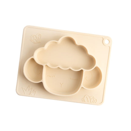 M010094 Children Silicone Dinner Plate Gridded Anti-Fall Eating Bowl Baby Cartoon Complementary Food Non-Slip Suction Cup Bowl(Beige)-garmade.com