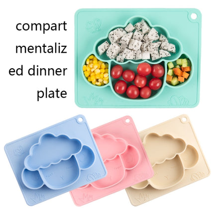 M010094 Children Silicone Dinner Plate Gridded Anti-Fall Eating Bowl Baby Cartoon Complementary Food Non-Slip Suction Cup Bowl(Cow-Blue)-garmade.com