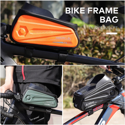 WEST BIKING Bicycle Bag EVA Hard Shell Front Beam Bag Mobile Phone Waterproof Upper Tube Bag Mountain Bike Riding Equipment, Size: 1.7L(Charm Orange)-garmade.com