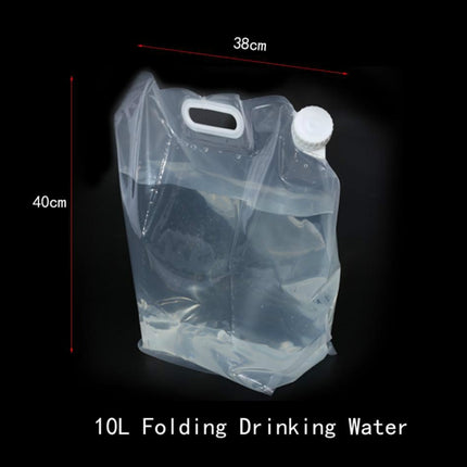 Foldable Water Bag Outdoor Sports Camping Hiking Storge Water Bucket Picnic Water Container Lifting Carrier Water Bag 10L(WHITE)-garmade.com