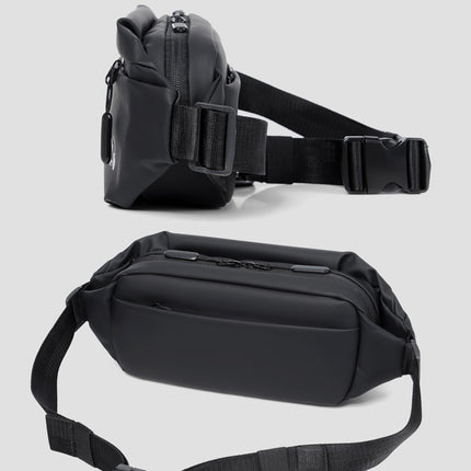 WEIXIER 9563 Men Outdoor Messenger Bag Multifunctional PU Large-Capacity Waist Bag(Black)-garmade.com