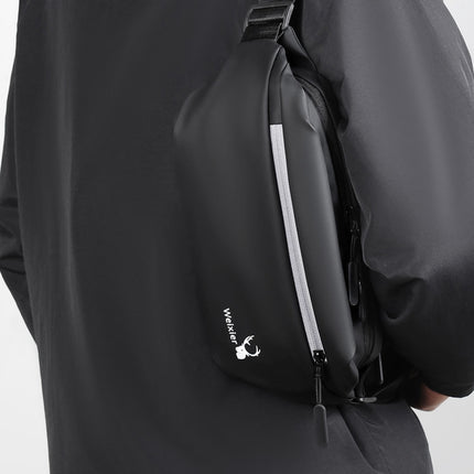 WEIXIER 9563 Men Outdoor Messenger Bag Multifunctional PU Large-Capacity Waist Bag(Gray)-garmade.com