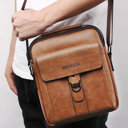 WEIXIER 8606 Men Outdoor Small Messenger Bags Leisure Sports Shoulder Bags(Dark Brown)-garmade.com