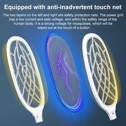 Electrical Mosquito Swatter Mosquito Killer Two-In-One USB Rechargeable Household Electrical Mosquito Swatter, Colour: LEDx10 Gray (Base Charging)-garmade.com