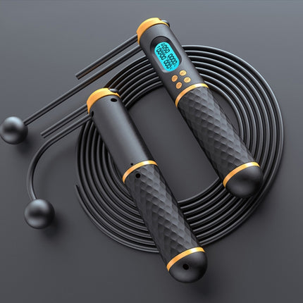 Rope / Cordless Dual-use Version Student Exam Exercise Fitness Smart Counting Skipping Rope with Load Weight(Black Yellow )-garmade.com